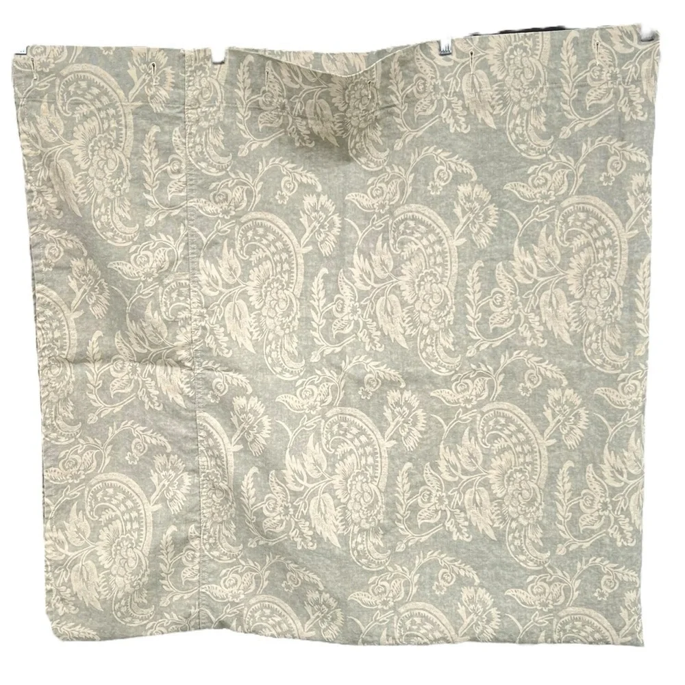Pottery Barn Alessandra Paisley Linen Blend Shower Curtain Green/Gray GUC